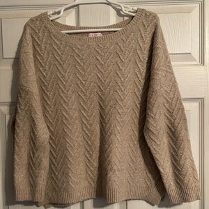 Pink Lily Beige Cable Knit Sweater